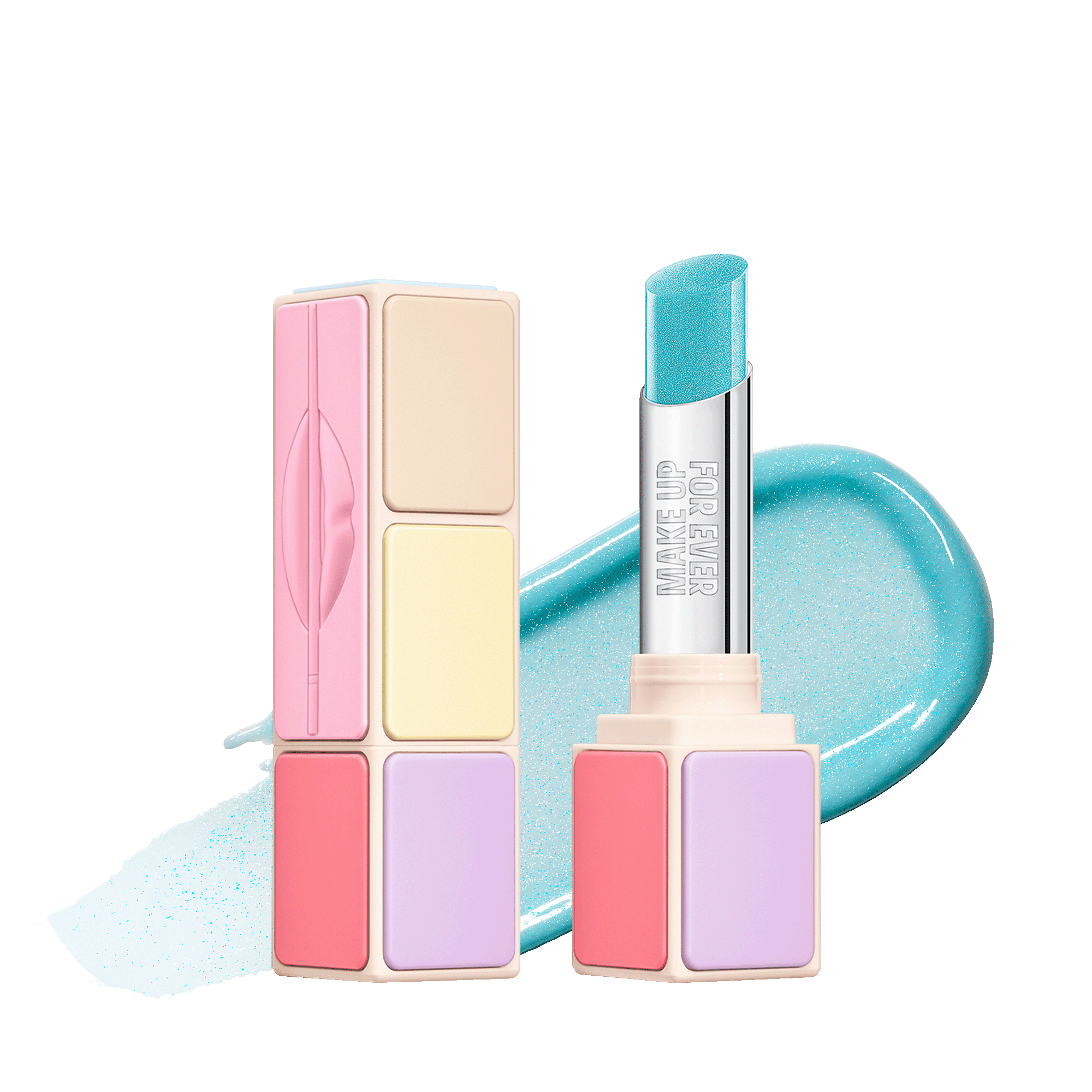 Make Up Forever Artist Colorglow Lip Balm In Mermaid Blue - Shimmery Turquoise With Blue Sparkles - Shimmer