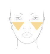 Image shows triangle shapes under the eyes to signal where baking technique begins.